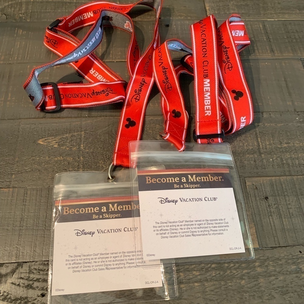 Disney Vacation Club Member Lanyard ID Holder‎ Set Red Mickey Mouse